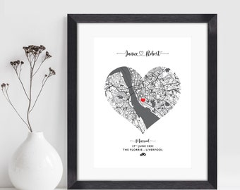 Wedding Gift | Wedding Print | Engagement Gift Map Print | Couples Gift | Personalised Map Print | Wedding Map | Engagement Gifts | Map Date