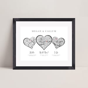 Personalisierter Paare Jahrestag Druck - Met Engaged Married | Karte Geschenk für ihre Frau Mann Freundin | Hochzeitsgeschenk für das Paar