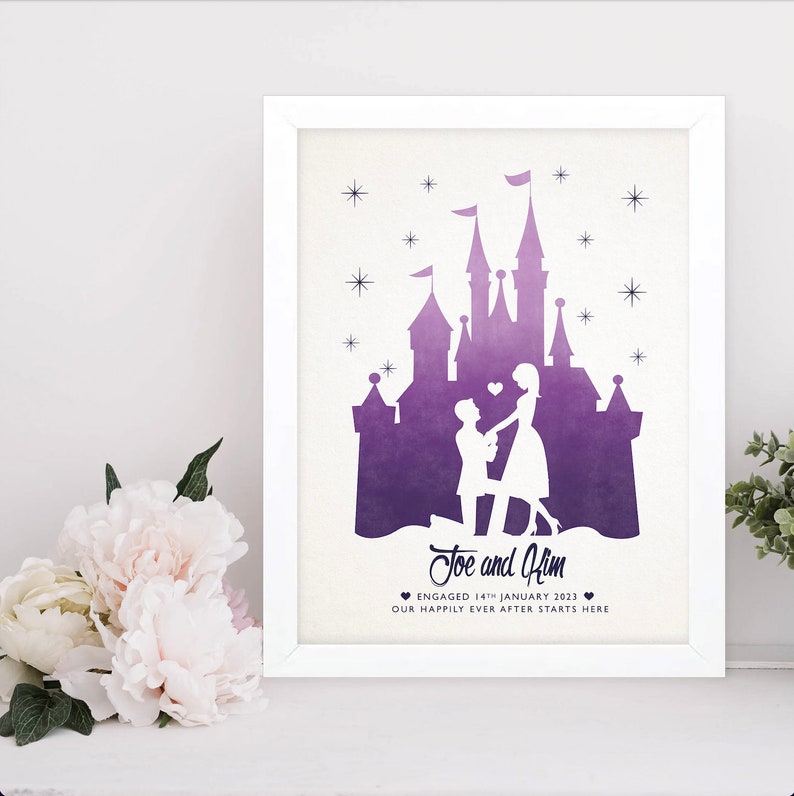 Fairytale Wedding Gift, Personalised Fairytale Wedding Print, Gay Wedding Gift, Castle, Paper Wedding Anniversary, Same Sex Wedding image 8