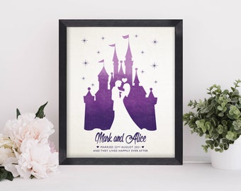 Personalised Fairytale Castle Wedding Gift - Custom Couple Illustration, Fairytale Wedding  - Magical Wedding Keepsake, Gift For The Couple