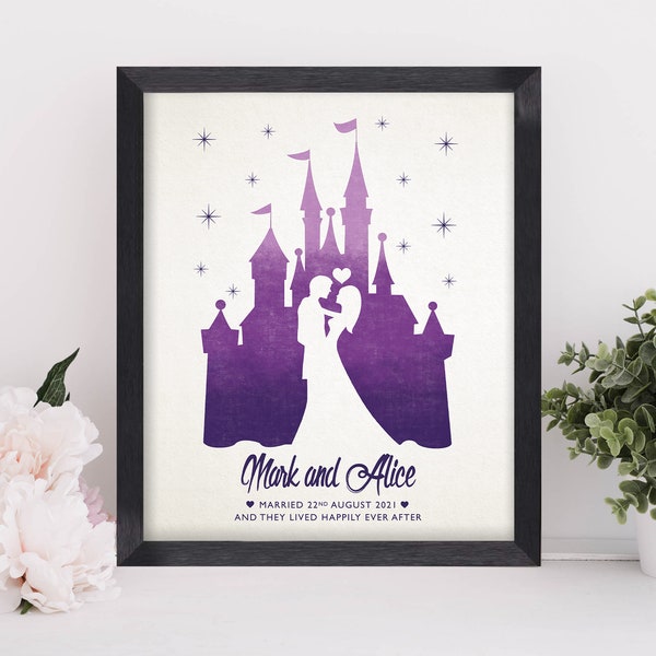 Personalised Fairytale Wedding Gift, Fairytale Wedding Print, Princess Bride, Castle, Paper Wedding Anniversary, Gift For The Couple