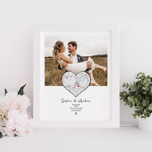 Verlobungsgeschenk für paar |  Verlobungskarte | Paare Geschenk | Personalisierte Karte Fotodruck | Verlobungskarte | Verlobungskarte mit Holzrahmen