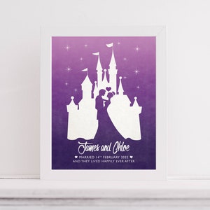 Personalised Fairytale Wedding Gift, Fairytale Wedding Print, Princess Bride, Castle, Paper Wedding Anniversary, Gift For The Couple image 6