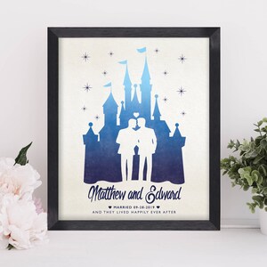 Personalisiertes Märchen-Hochzeitsgeschenk, Märchen-Hochzeitsdruck, Prinzessin Braut, Schloss, Hochzeitstag, Geschenk für das Paar Bild 8