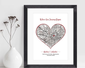 Personalised Map Gift | Where We Met Map Print | Gift For Her Him Boyfriend Girlfriend | Present For Wife Husband | Anniversary Gift