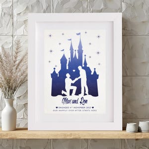Fairytale Castle Engagement Gift - LGBTQ+ Personalised Engagement Wedding Print, Personalised Couple Gift, Mr & Mr, Gift For Couple