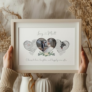 Personalisierter Paare Jahrestag Druck - Engagiert Verheiratet | Karte Foto Geschenk für ihre Frau Mann Freundin | Valentinstag Geschenk für Sie Ihn