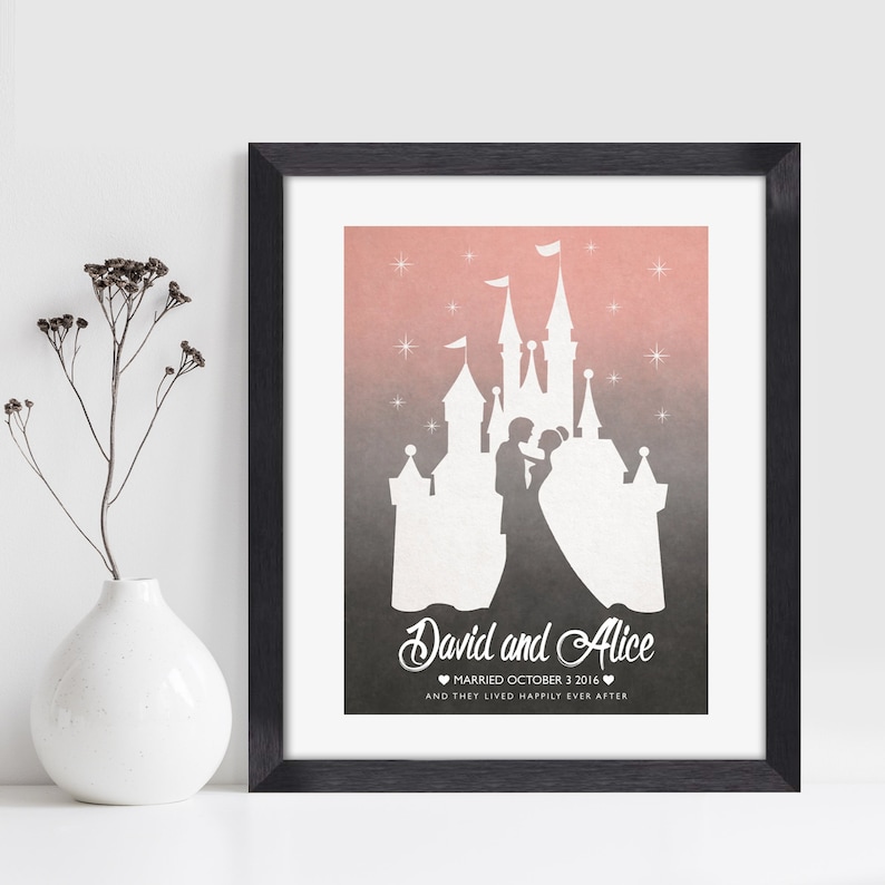 Fairytale Wedding Gift, Personalised Fairytale Wedding Print, Gay Wedding Gift, Castle, Paper Wedding Anniversary, Same Sex Wedding image 9