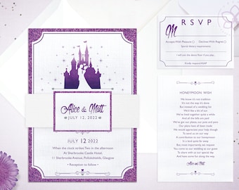 Fairytale Wedding Invitations | Fairytale Castle | Customised Wedding Invitations | Princess | Glitter Invitations | Handmade Invitations