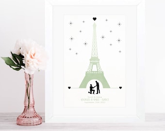 Cadeau de fiançailles personnalisé à Paris, demande en mariage tour Eiffel à Paris, cadeau de fiançailles pour couple, fiançailles françaises, souvenir de fiançailles de Paris