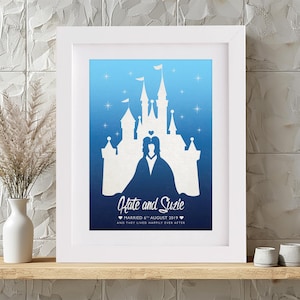 Fairytale Wedding Gift, Personalised Wedding Print, Lesbian Wedding Gift, Fairytale Castle, Paper Wedding Anniversary, Same Sex Wedding