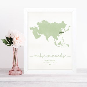Cadeau carte de fiançailles personnalisée, impression de lieu de fiançailles, cadeau pour le couple, anniversaire de mariage en papier, cadeau de mariage, cadeau carte de mariage
