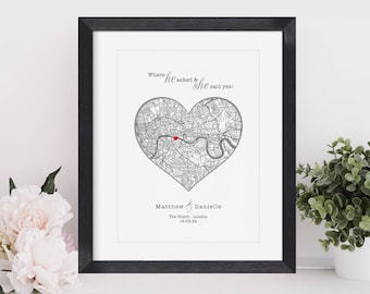 Engagement Gift | Engagement Print | Engagement Map Print | Couples Gift | Personalised Map Print | Engagement Map | Engagement Gifts