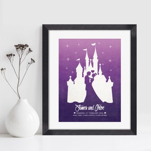 Fairytale Wedding Gift, Personalised Fairytale Wedding Print, Lesbian Wedding Gift, Castle, Paper Wedding Anniversary, Same Sex Wedding