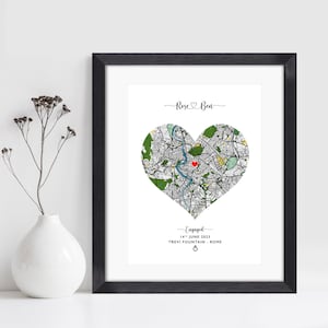 Verlobung Geschenk | Engagement Druck | Verlobung Karte Print | Paare Geschenk | Personalisierte Landkarte | Verlobungskarte | Verlobung Geschenke
