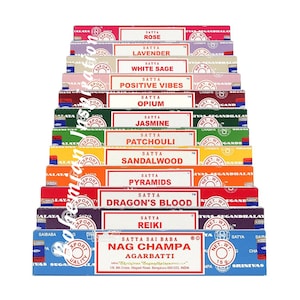 Satya Sai Baba Agarbatti Incense Genuine Original Hand Rolled Nag Champa White Sage Sandalwood Natural Insence Joss Sticks 15g Mix & Match