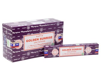 GOLDEN SUNRISE Bulk Buy 1, 3 or 12 Packs 15g Satya Sai Baba Agarbatti (BNG) llp Nag Champa Incense Sticks