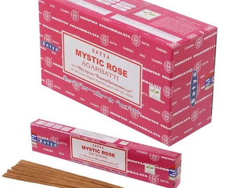 MYSTIC Rose Bulk Buy 1, 3 or 12 Packs 15g Satya Sai Baba Agarbatti (BNG) LLP Nag Champa Incense Sticks