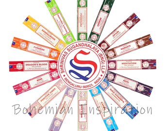 Satya Incense Sticks Nag Champa Genuine Joss 15g Original Hand Made Rolled White Sage Sandalwood Natural Insence Joss Mix & Match