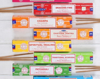 Satya Incense Sticks Nag Champa Genuine Joss 15g Original Hand Made Rolled White Sage Sandalwood Natural Insence Joss Mix & Match