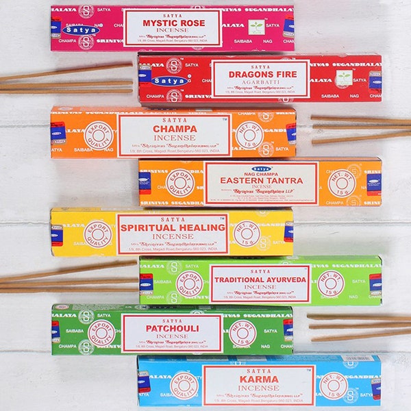 Satya Incense Sticks Nag Champa Genuine Joss 15g Original Hand Made Rolled White Sage Sandalwood Natural Insence Joss Mix & Match