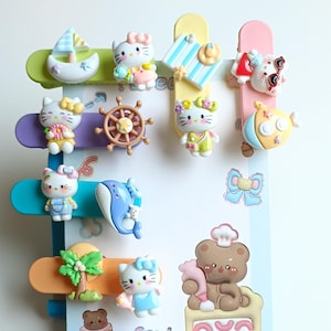 Ocean Kitty Hair Clips, Rotating Cute Barrettes, Hair Clip, hair slides, Cartoon Hair Clips, Gifts for Girls, 7pcs for a Whole Set Price
