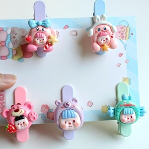 Cosplay Domy Head Hair Clips, Rotating Cute Barrettes, Hair Clip, hair slides, Cartoon Hair Clips, Gifts for Girls, 5pcs for a Whole Set