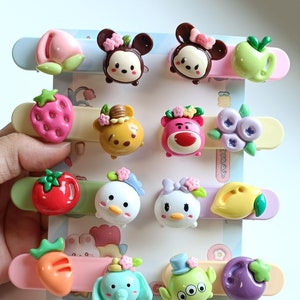 Mickey Fruits Cartoon Hair Clips, Rotating Cute Barrettlipes, Hair Clip, Rotating Clip, Hair Clips, Gifts for Girl, 8pcs for Whole Set Price