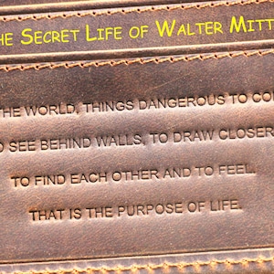 Monedero de cuero genuino; Walter Mitty; Don del Padre; Regalo de Navidad; Regalo de los padrinos; Cuero afligido; La vida secreta de Walter Mitty