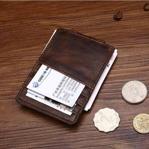 Money Clip Wallet, Slim Wallet, Personalized Leather Wallet, Men's Handmade Wallet, Clip Wallet. Gift Idea, Father Gift, Groomsmen Gift image 9