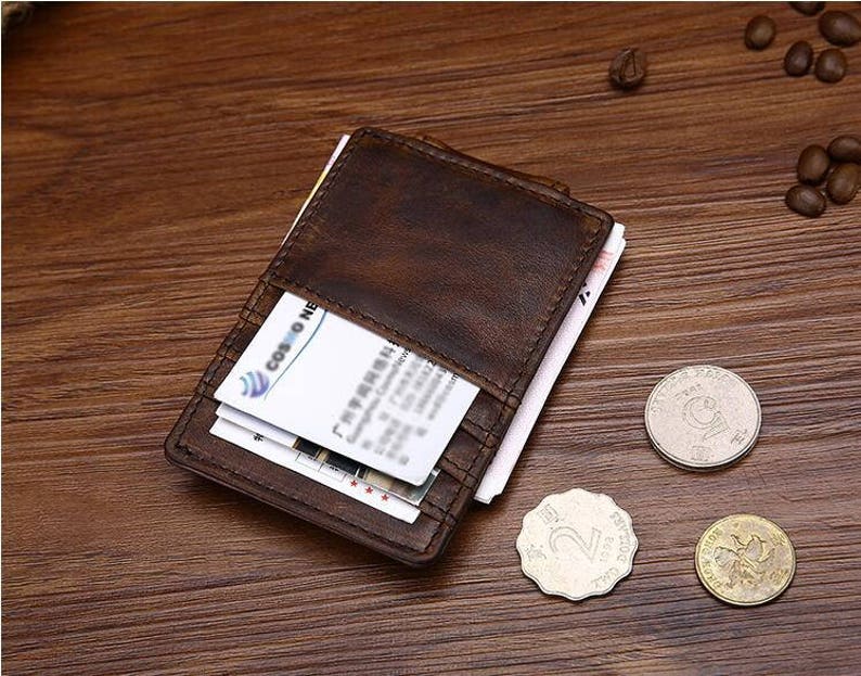 Money Clip Wallet, Slim Wallet, Personalized Leather Wallet, Men's Handmade Wallet, Clip Wallet. Gift Idea, Father Gift, Groomsmen Gift image 9