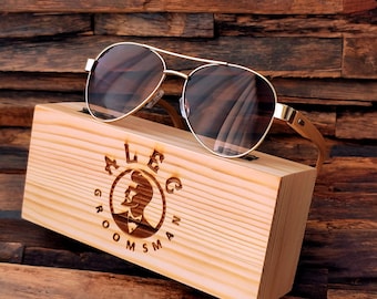 Óculos de sol aviador, óculos de sol unissex personalizados, despedida de solteiro, presente para padrinhos, presente para madrinhas, óculos de sol de madeira, óculos de sol para festas, Natal