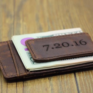 Money Clip Wallet, Slim Wallet, Personalized Leather Wallet, Men&#39;s Handmade Wallet, Clip Wallet. Gift Idea, Fathers Day Gift, Groomsmen Gift