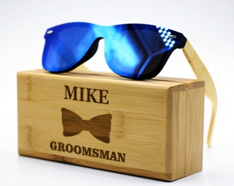 Anniversary Gift, Engraved Wooden Sunglasses; Bachelor Party Gift; Groomsmen Gift; Personalized Unisex Sunglasses; Dad Gift, Bridesmaid Gift
