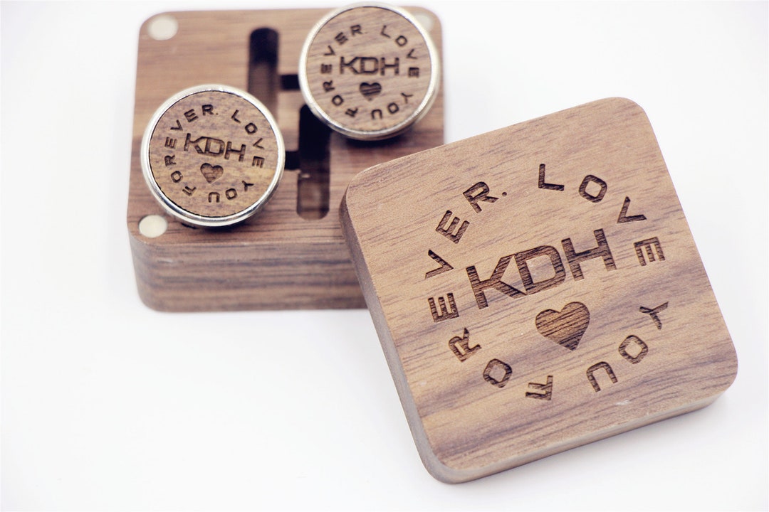 Boutons De Manchette Ronds Personnalisés Avec Prénom + Motif