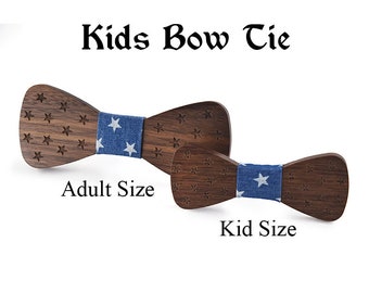 Kids Bow Tie, Children's Bowtie, Parent-Child bow tie, Wedding Bow tie, Black Walnut Bow Tie, Groomsman gift, Wooden Bowtie, Kids Gifts