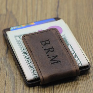 Money Clip Wallet, Slim Wallet, Personalized Leather Wallet, Men's Handmade Wallet, Clip Wallet. Gift Idea, Father Gift, Groomsmen Gift image 6