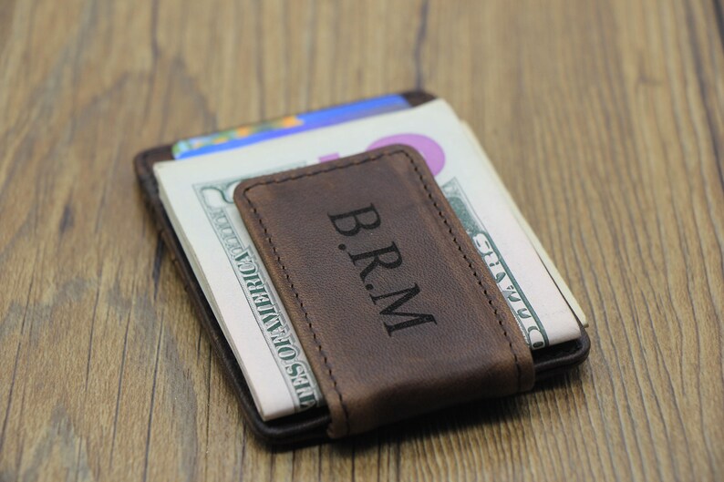 Money Clip Wallet, Slim Wallet, Personalized Leather Wallet, Men's Handmade Wallet, Clip Wallet. Gift Idea, Father Gift, Groomsmen Gift image 6
