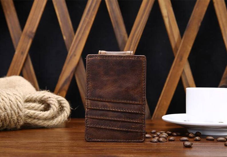 Money Clip Wallet, Slim Wallet, Personalized Leather Wallet, Men's Handmade Wallet, Clip Wallet. Gift Idea, Father Gift, Groomsmen Gift image 8