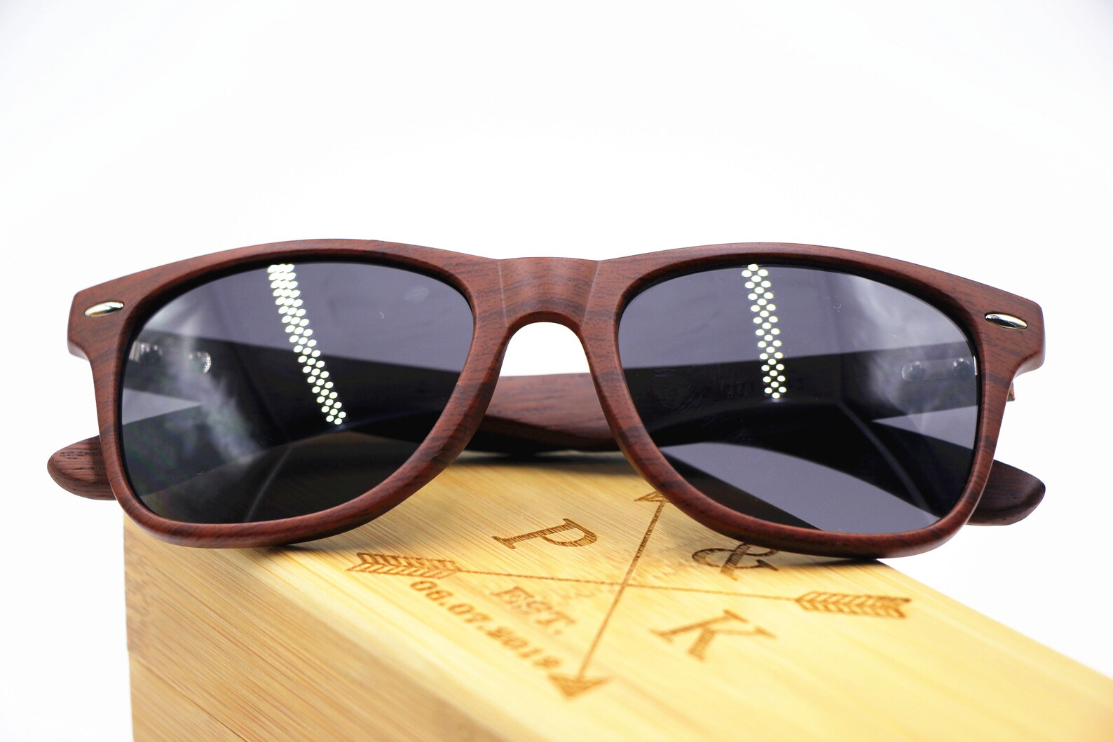 Awerise Custom Wooden Sunglasses - Personalized UV400 Sunglasses, Bamboo Frame, Handmade - View #3