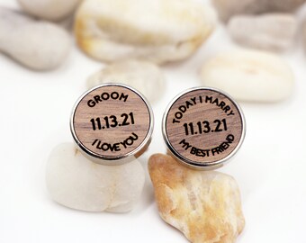 Gemelos para novios; regalos de boda, regalos para esposos; gemelos de aniversario; gemelos personalizados; gemelos para padrinos de boda, acomodadores, padres de la novia