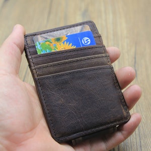 Money Clip Wallet, Slim Wallet, Personalized Leather Wallet, Men's Handmade Wallet, Clip Wallet. Gift Idea, Father Gift, Groomsmen Gift image 2