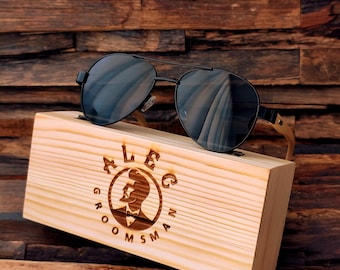 Aviator Sunglasses, Personalized Unisex Sunglasses, Bachelor Party, Groomsmen Gift, Bridesmaid Gift, Wood Sunglasses, Party Sunglasses, Xmas