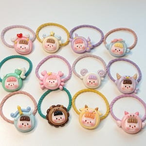 Twelve Constellations Hair Tie, DIY Bracelet, Cartoon Elastic, Hair Scrunchie, Daily Wears, Christmas Gifts Girls, 12pcs for Whole Set Price