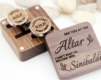 Gemelos para novios; regalos de boda, regalos para esposos; gemelos de aniversario; gemelos personalizados; gemelos para padrinos de boda, acomodadores, padres de la novia