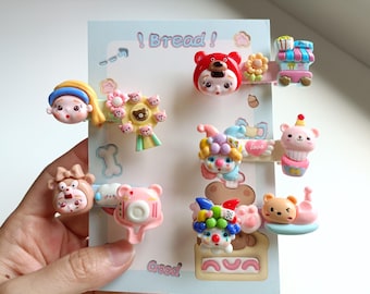 Pinzas para el cabello de payaso del parque de atracciones, pasadores lindos giratorios, pinza para el cabello, diapositivas para el cabello, pinzas para el cabello de dibujos animados, regalos para niñas, 5 piezas para un conjunto completo