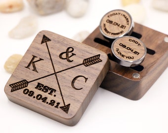 Gemelos personalizados; Gemelos personalizados; Gemelos de madera, Regalos de boda, Regalo de novio, Regalo de aniversario para hombre; Regalo de padrino de boda; Regalo de esposo