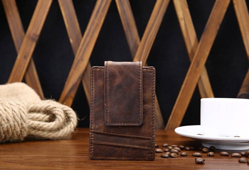 Money Clip Wallet, Slim Wallet, Personalized Leather Wallet, Men's Handmade Wallet, Clip Wallet. Gift Idea, Father Gift, Groomsmen Gift image 5