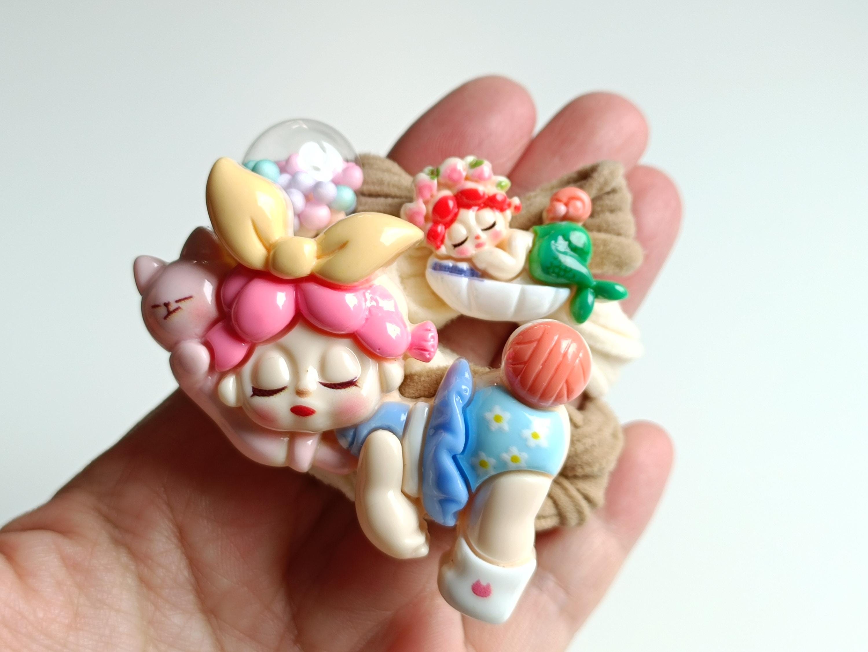 Sleeping Beauty Kitty Wendy Hair Tie, Wishing Stars balls, DIY Bracelet, Cartoon Elastic, Hair Scrunchie, Gifts for Girls, Thick Hair Band