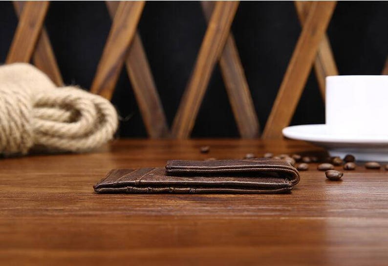 Money Clip Wallet, Slim Wallet, Personalized Leather Wallet, Men's Handmade Wallet, Clip Wallet. Gift Idea, Father Gift, Groomsmen Gift image 7
